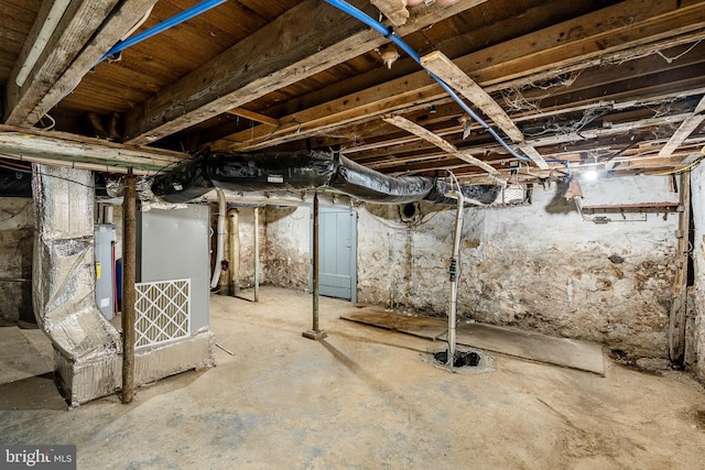 basement with water heater