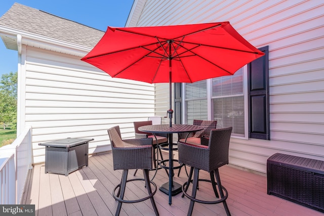 wooden terrace with heating unit