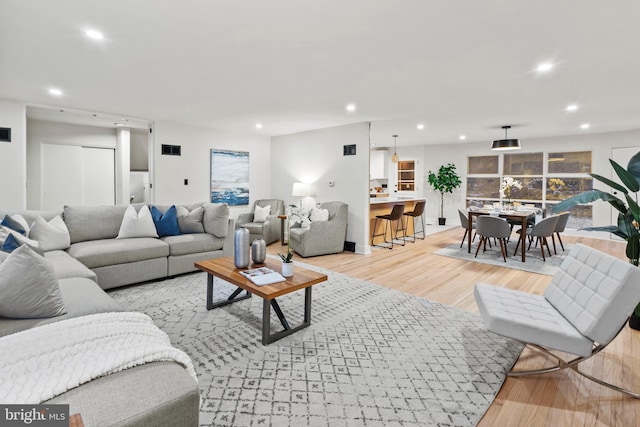 living room featuring light hardwood / wood-style flooring