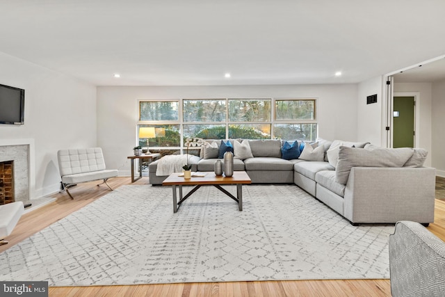 living room with wood-type flooring