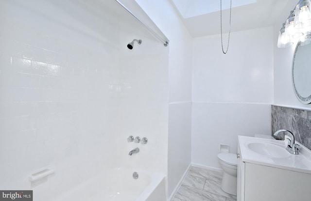 full bathroom with vanity, shower / bathtub combination, and toilet