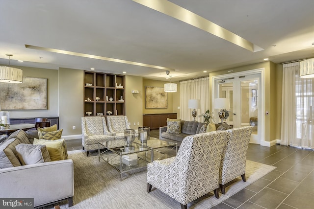 view of tiled living room