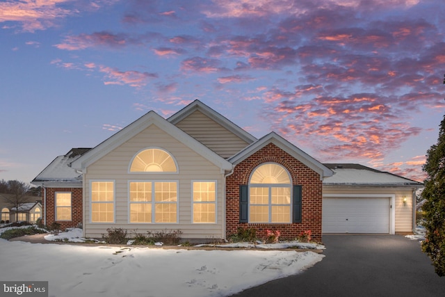 view of front property with a garage