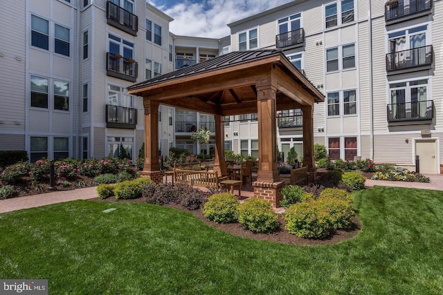 exterior space featuring a gazebo