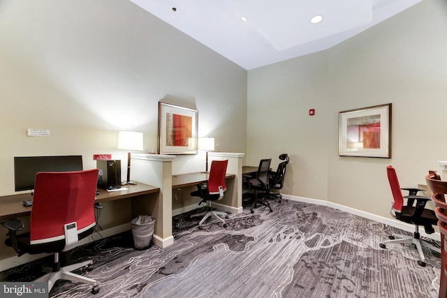 view of carpeted office space