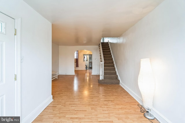 interior space with light hardwood / wood-style floors