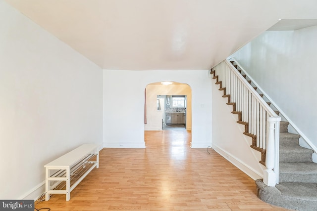 interior space with light hardwood / wood-style flooring