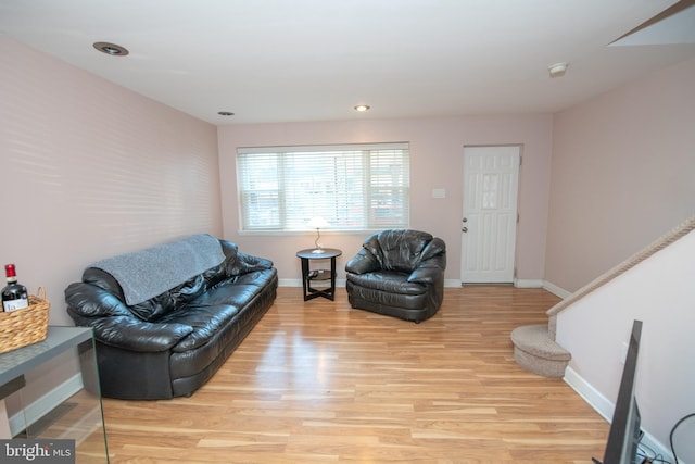 living room featuring light hardwood / wood-style flooring