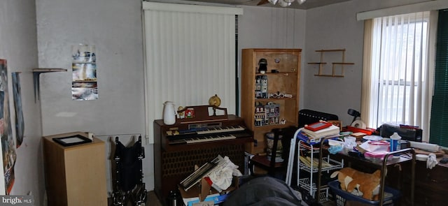 miscellaneous room featuring ceiling fan