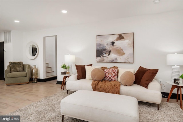 living room featuring light hardwood / wood-style floors