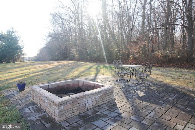 view of patio with an outdoor fire pit