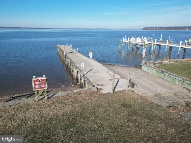 view of dock featuring a water view