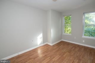 empty room with hardwood / wood-style flooring