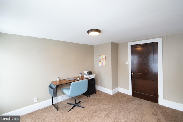 view of carpeted home office