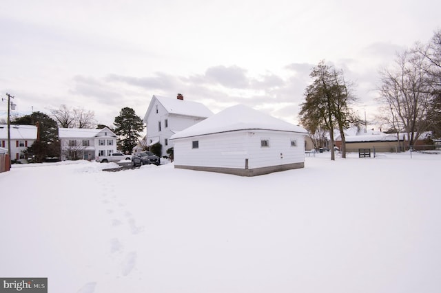 view of snow covered exterior