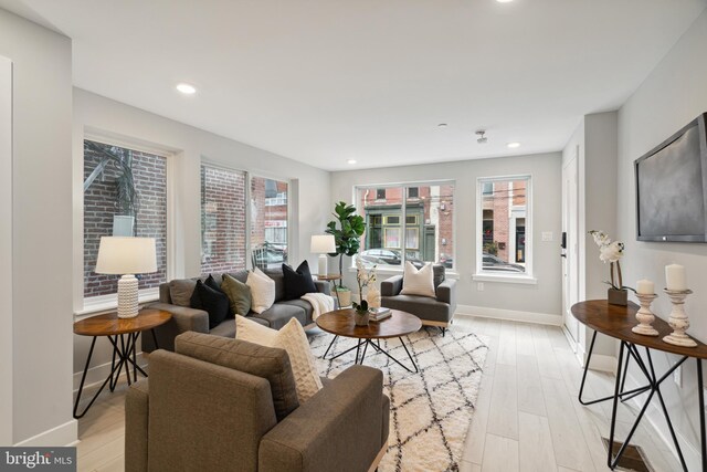 living room featuring light hardwood / wood-style flooring