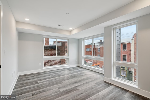 unfurnished room featuring hardwood / wood-style flooring and a healthy amount of sunlight