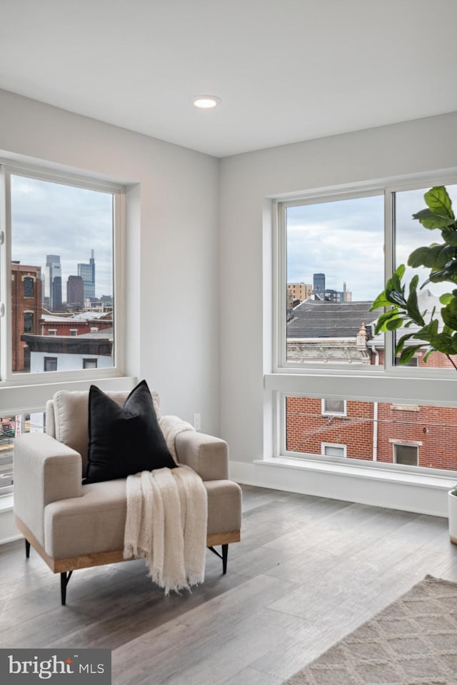 sitting room featuring hardwood / wood-style floors