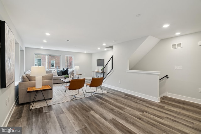 living room featuring hardwood / wood-style flooring