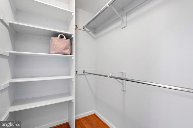 walk in closet featuring wood finished floors