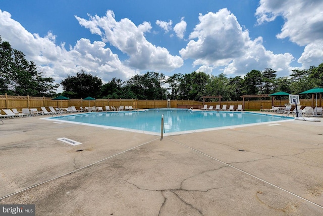 view of pool featuring a patio