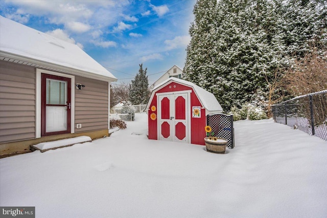 view of snow covered structure