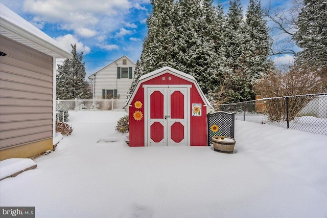 view of snow covered structure