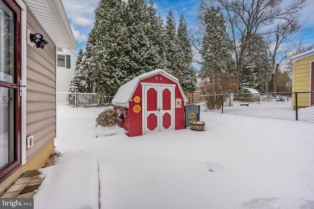 view of snow covered structure