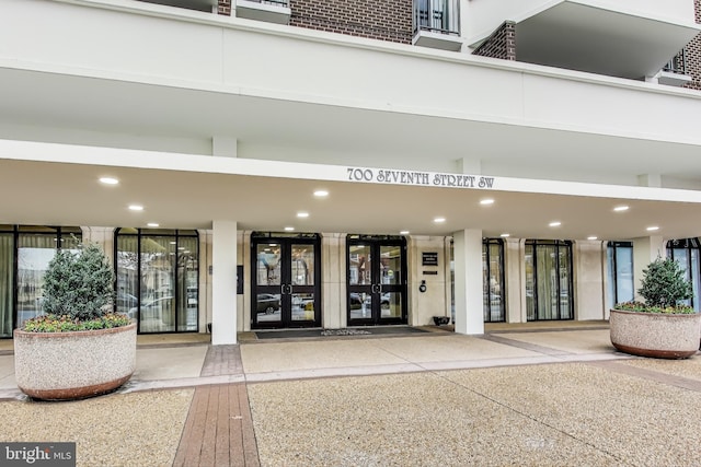 entrance to property featuring french doors