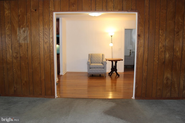 living area featuring carpet