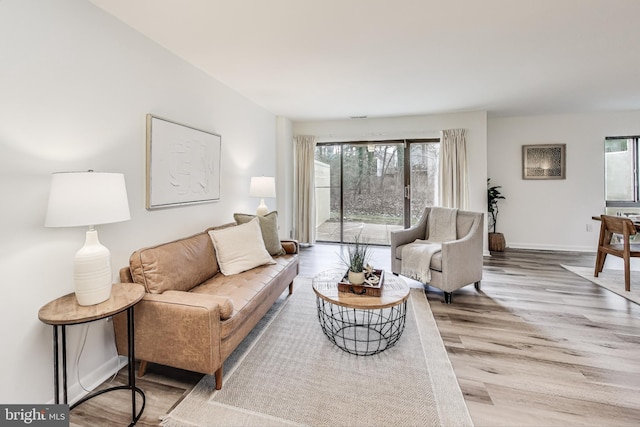 living room with hardwood / wood-style flooring