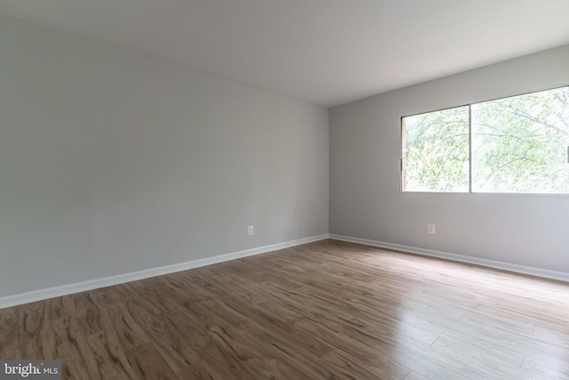 spare room with light hardwood / wood-style flooring