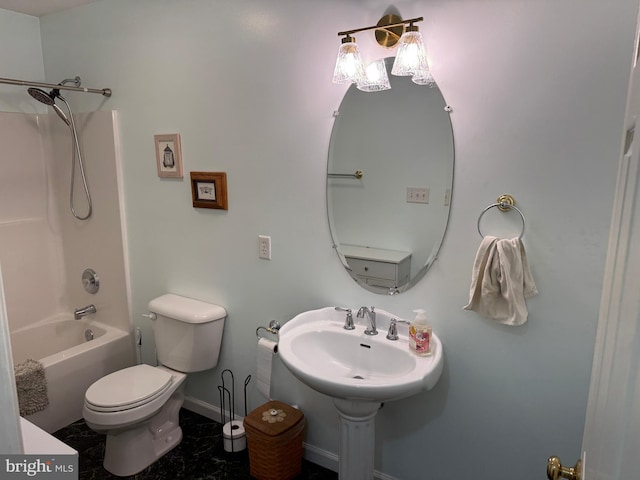 bathroom featuring toilet and tub / shower combination