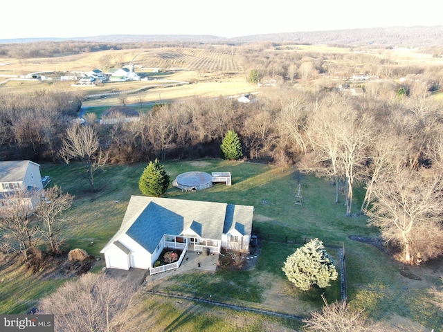 drone / aerial view featuring a rural view