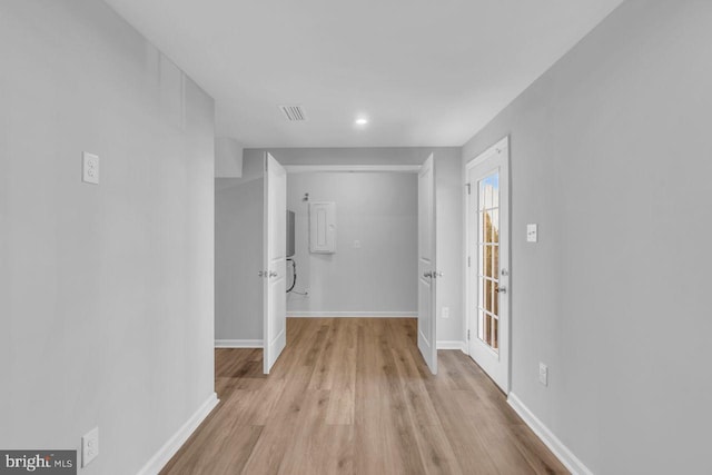 hall featuring light hardwood / wood-style floors