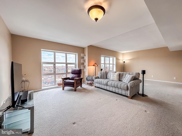 living room with carpet flooring