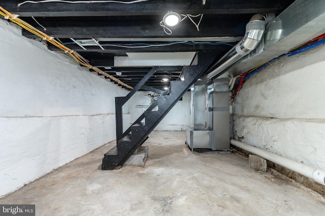 basement with heating unit