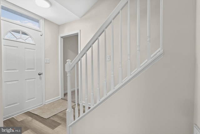 entrance foyer featuring light wood-type flooring