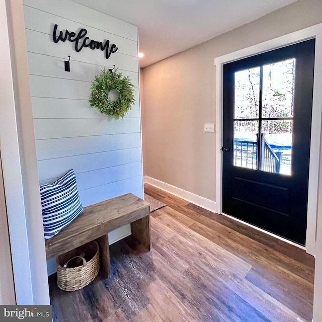 mudroom featuring hardwood / wood-style floors