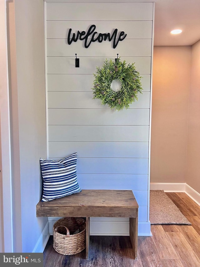 mudroom featuring hardwood / wood-style floors