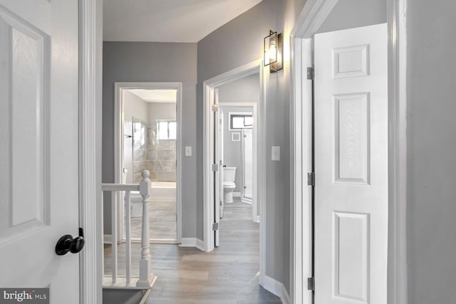 hall featuring light wood-type flooring