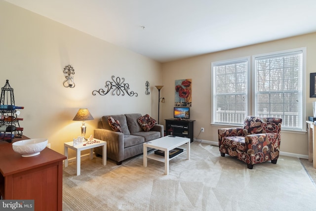 living room with light carpet