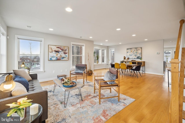 living room featuring light hardwood / wood-style flooring