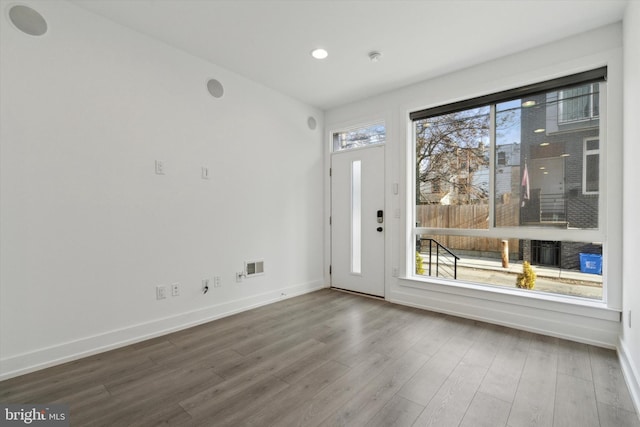 foyer entrance featuring hardwood / wood-style flooring