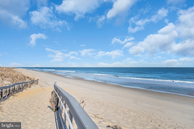 property view of water with a beach view