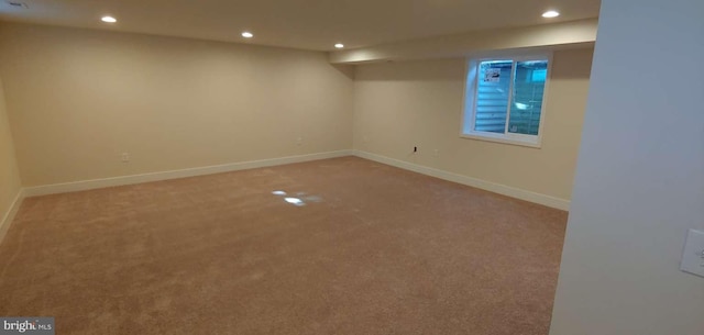 basement with carpet