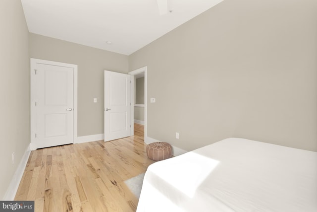 bedroom featuring light wood-type flooring