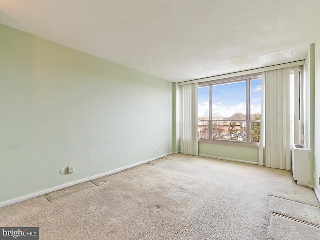 spare room featuring light colored carpet