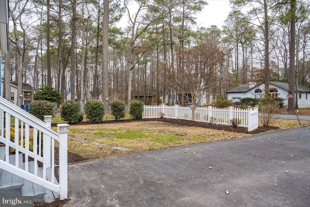 view of yard with a fenced front yard