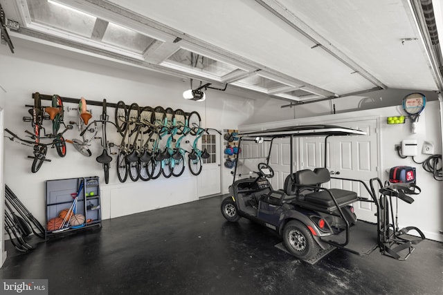 garage with a garage door opener